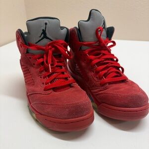 Air Jordan 5 Retro Red Suede 2017 Flight Suit University Red 136027-602 Size 9